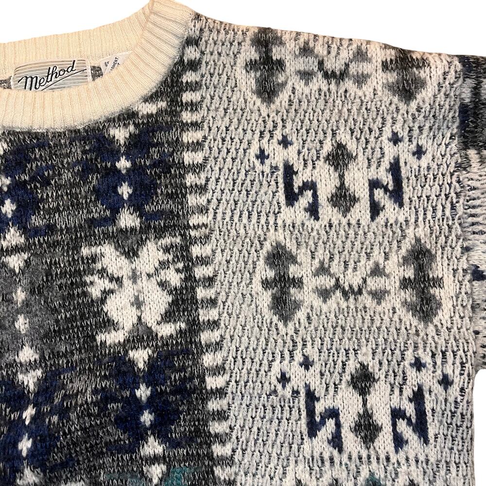 Vintage Method Men Large Wool Blend Long Sleeve Aztec Print‎ Grandpa Sweater
